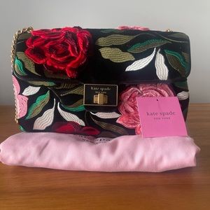 Kate Spade Evelyn NWT HTF Rose Garden Velvet Medium Convertible Shoulder Bag